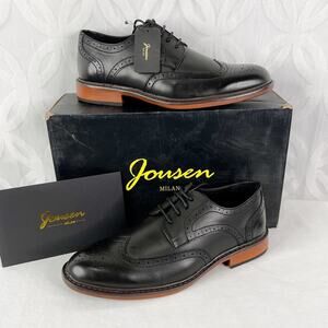 Jousen Milan AMY601 Black Wingtip Dress Shoes NIB